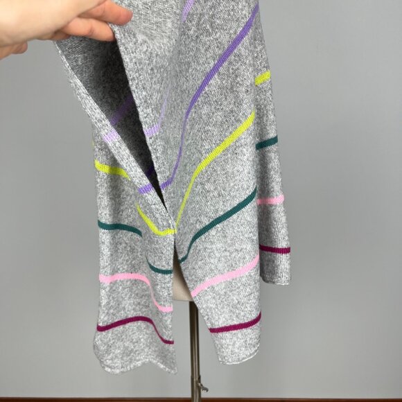 LOFT Womens Gray Striped Turtleneck Poncho Sweater Short Sleeves size XS Small - Picture 9 of 16